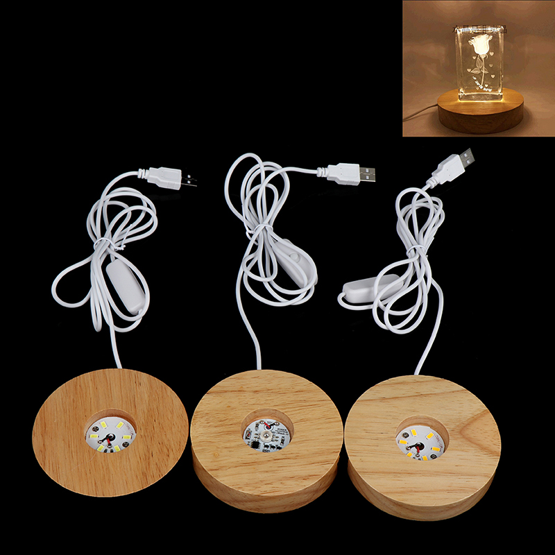Wood led Light Base Rechargeable Remote Control Wooden LED Light Rotating Display Stand Lamp Holder Lamp Base Art Ornament