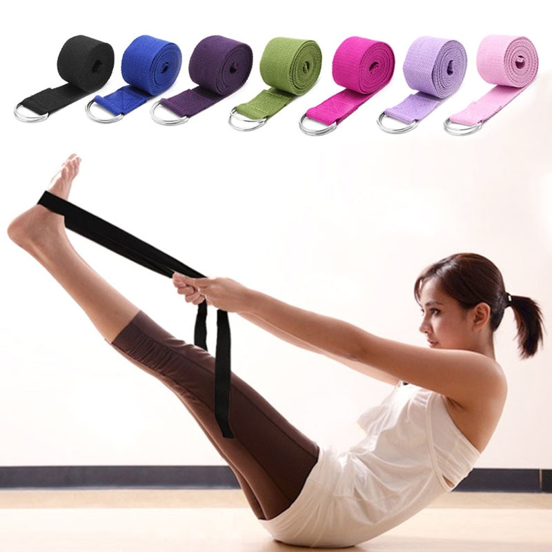 Sport Verstelbare Yoga Strap D-Ring Riemen Fitness Pilates Oefening Gymnastiek Polyester-Katoen Blend Multi-color