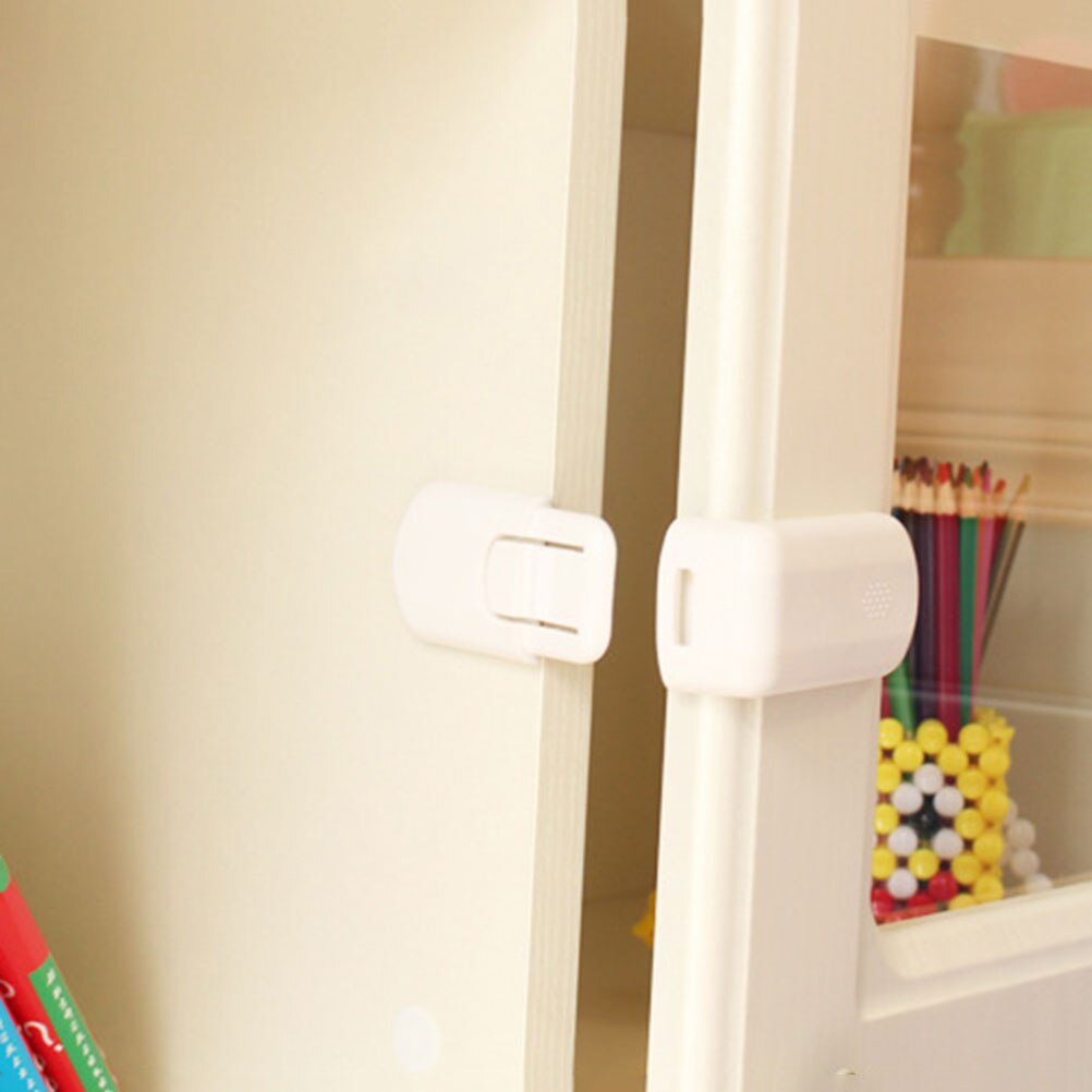 5pcs Baby Safety Lock Plastic Right Angle Shaped Sticky Lock Latches For Drawer Cabinet Cupboard Refrigerator Door Lock For Kids