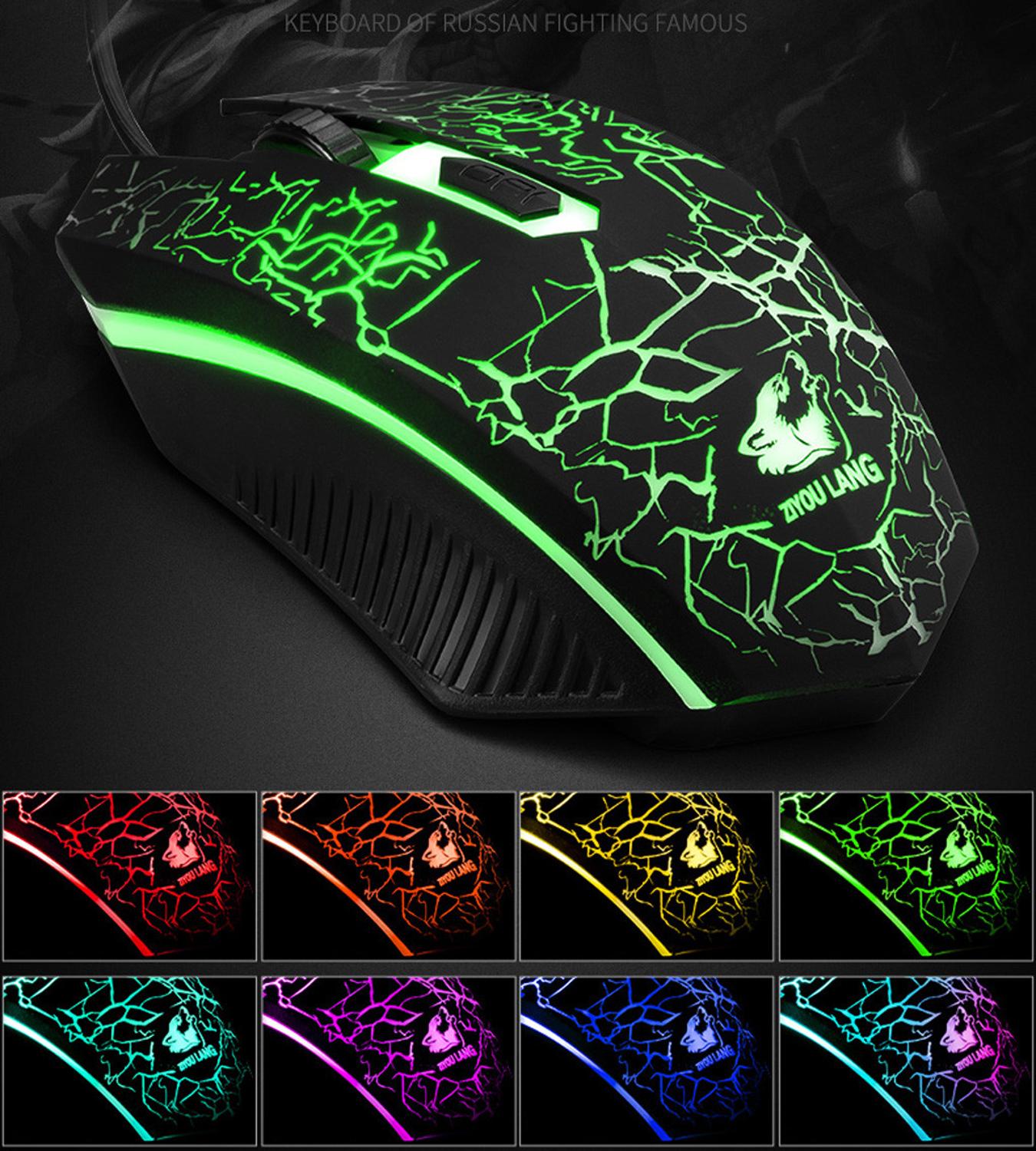 Rainbow Backlight Usb keyboard+mouse Set Ergonomic Gaming English Russian English Keyboard And Mouse Set for PC Laptop gamer