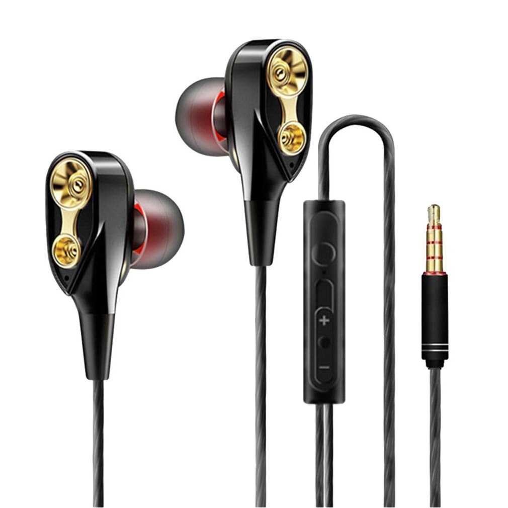 3.5mm Earphones With Microphone Dual Drive Stereo Wired Earphone In-ear Sport Portable Headset In-Ear Single Speaker: 2