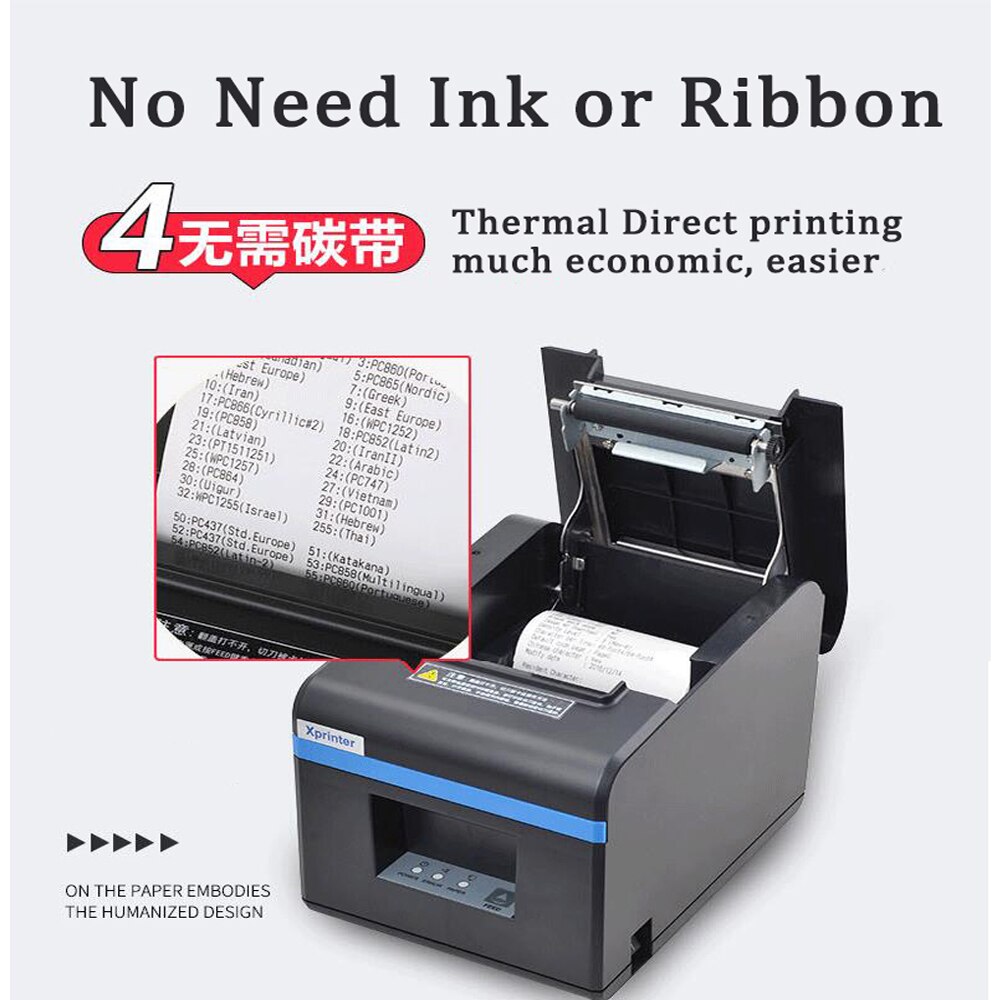 80Mm Thermische Printers Pos Receipt Printer Met Auto Cutter Bluetooth Usb Ethernet-poort Voor Keuken Restaurant Winkel