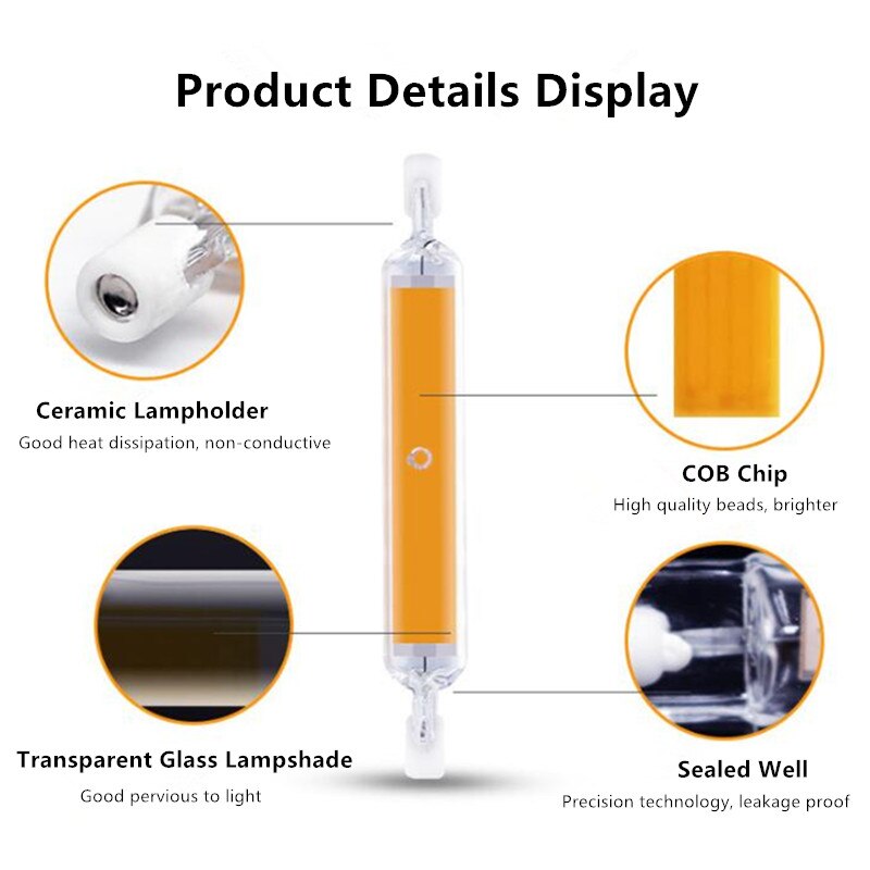 R7S Dimmbare COB LED Lampe Birne Glas Rohr für Ersetzen Halogen Licht Spot Licht 78mm 118mm AC110V 230V 6W 10W Energiesparende