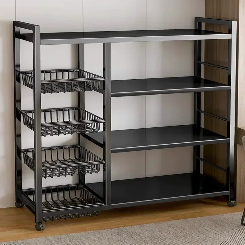 Carro de cesta de verduras para cocina, estante de almacenamiento multifuncional, carrito rodante móvil para fruta, horno microondas, organizador de cocina
