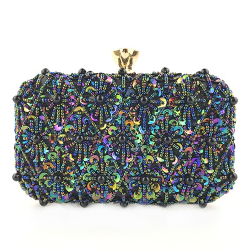 Pailletten Perlen Abend Taschen Frauen Formale Geldbörse Party Hochzeit Prom Cocktail Party Handtaschen Beste -WT: Schwarz bunt