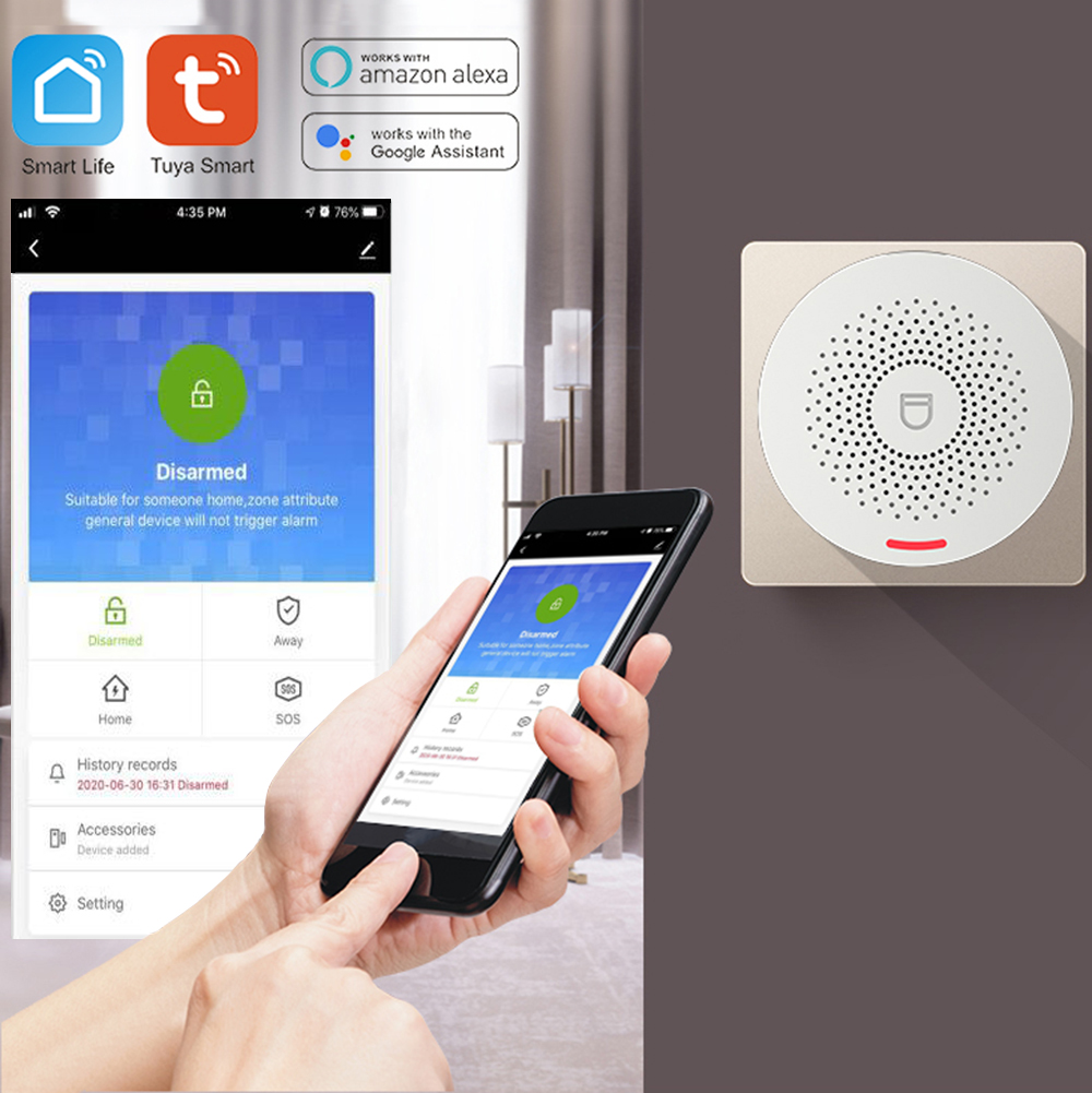 WIFI Intelligent Alarm Security System With Door Sensor Smart Life&amp;Tuya App Control Compatible With Alexa &amp; Google Assistant