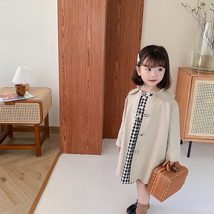 Baby piger koreanske frakker efterår børn mellemlang revers frakke