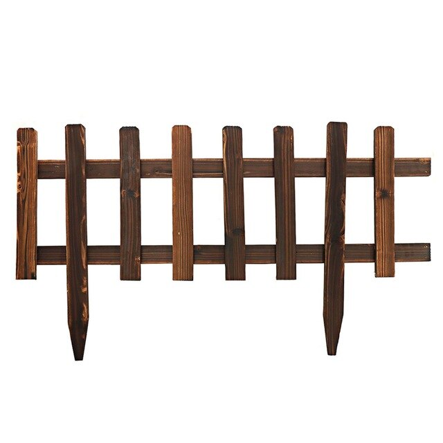 Wood Picket Garden Fence Rot Proof DIY Garden Lawn Fence Edging Fencing Outdoor Anticorrosive Wooden Fence For Outdoors: Brown 40cm