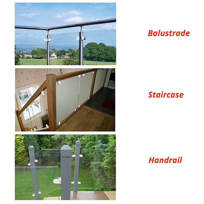 Cokritsm Glasklemmen, zwart, 8-10 mm, glashouder, roestvrij staal, glasklem, ondersteunt dik glas, glashouder, klemhouder met 2 zeskantsleutels, 6 stuks