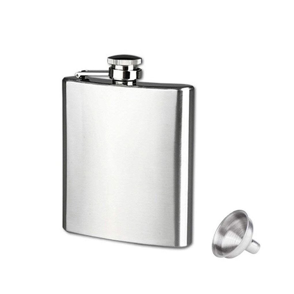 Botella de acero inoxidable para bebidas, frasco con tapa para licor, Whisky, Alcohol, embudo, , 1 ud.,: 7oz