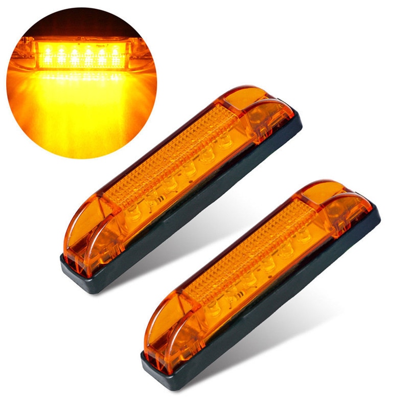 2 st 12v sidomarkeringsljus bärnstensfärgad 6 led markör lätt lastbil båt släp indikatorer ljus lampa led sidomarkeringsljus släp
