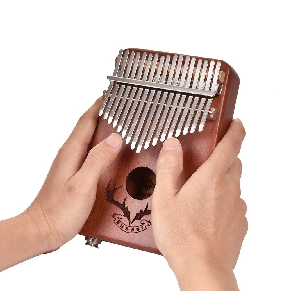 17 Keys EQ Kalimba Mahogany Thumb Piano Kalimba Finger Piano with Electric Pickup Tuner Hammer Beginner Music Learning Keyboard