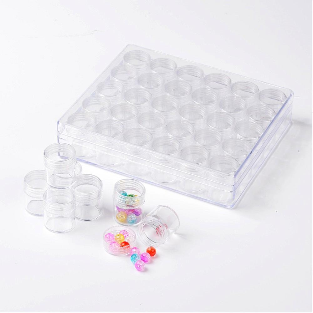 Plastic Kralen Containers Duidelijke Doos voor Sieraden Kralen Strass Nail Art Verpakking Kolom fles: 26x29mm, 30 stks/set