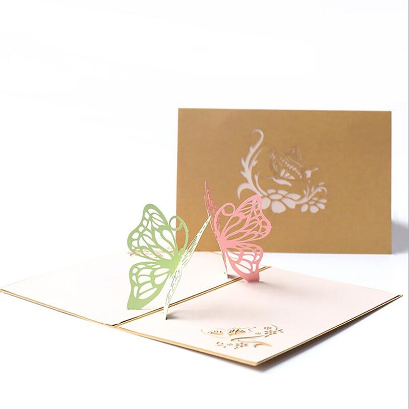 3D UP Invitations Butterfly Card 3D Paper World Birthday Greeting Cards 3D Tourist Postcard Save The Date Cards