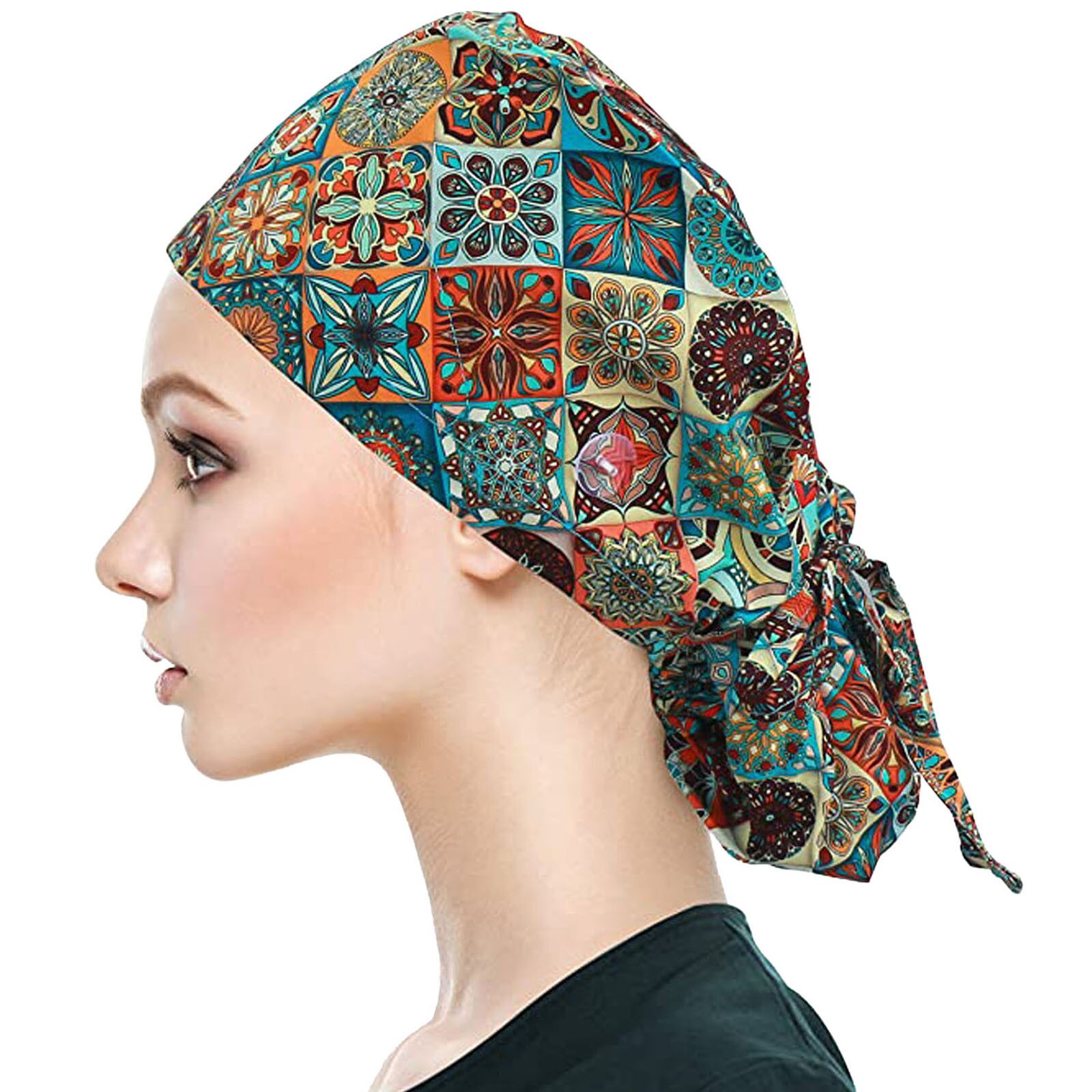 Gorro sanitario AB14 para hombre y mujer, Gorro sanitario con banda para el sudor, estampado de Enfermera, unisex: A