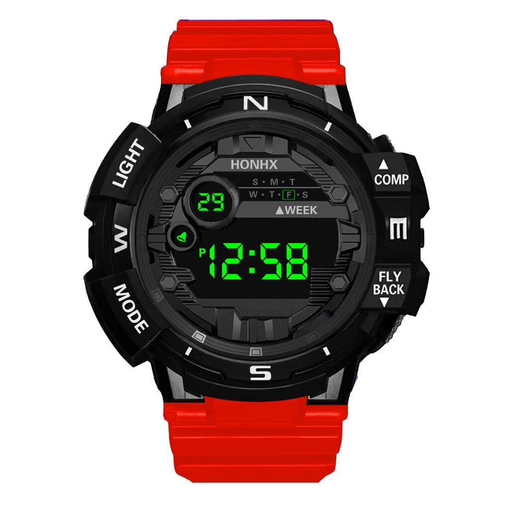 Horloges Luxe Heren Horloges Digitale Led Horloge Datum Sport Horloge Mannen Outdoor Elektronische Horloge Relogio Masculino: Rood