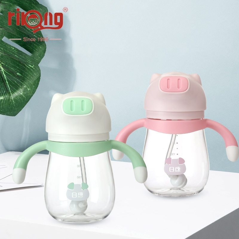 Rikang 250ml vannflaske sippy kopp låve gobelet matevann flaske baby kopp med halm dyr til låve