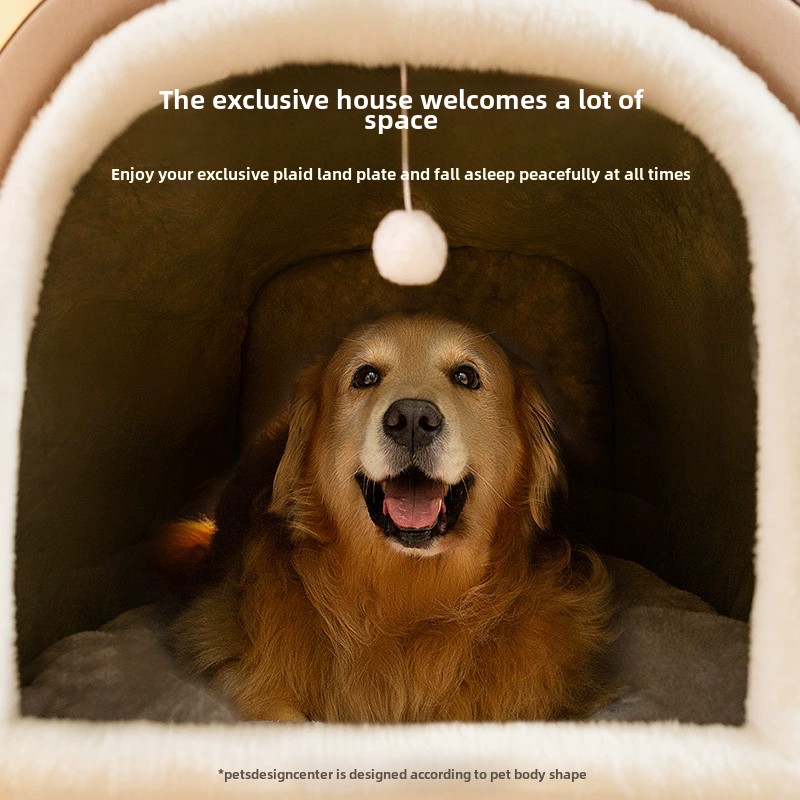 Perrera para perros de invierno cálida, cama lavable desmontable para perros, tienda para dormir profunda para perros medianos y grandes, estera para casa, suministros para mascotas
