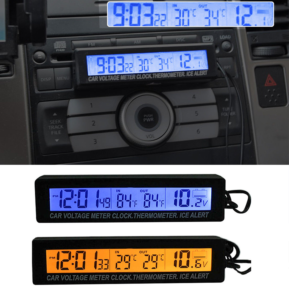 3 in 1 draussen Auto Zubehör Mini LED-anzeige Auto Noctilucence Spannung Meter drinnen Multifunktionale Thermometer Digitale Uhr