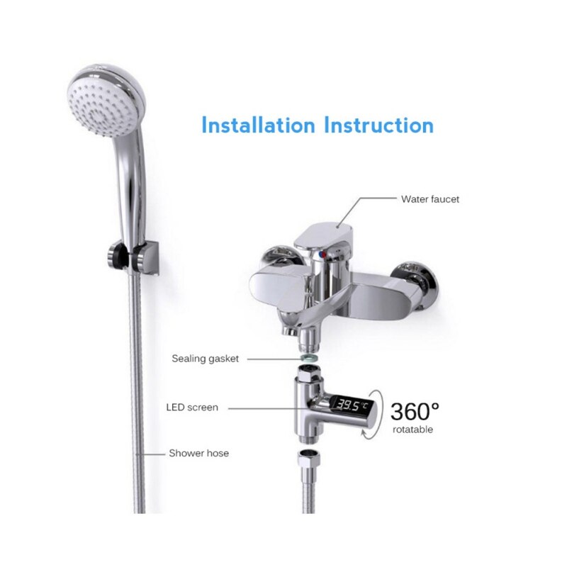 LED Display Water Shower Thermometer Self-Generating Electricity Water Temperature Monitor Energy Smart Meter For Kichen