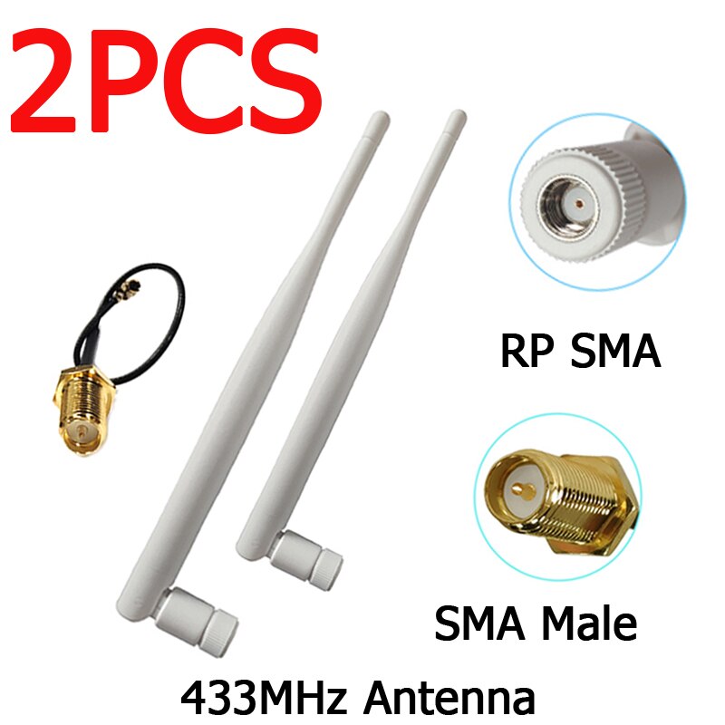 433 MHz lora Antenne 5dbi SMA Stecker 433 mhz IOT antena wasserdichte gerichtet antenne + 21cm RP-SMA/u.FL Zopf Kabel: 2Stck  FC