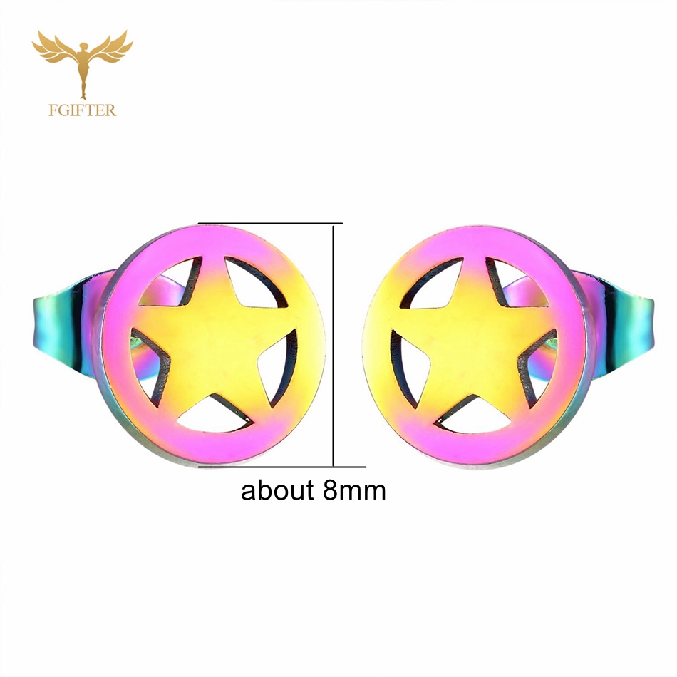 12 pares de pendientes de estrella para mujer y hombre, joyería para Piercing en la oreja, conjunto de pendientes de tuerca de acero inoxidable, , de de reventa: Chapado en platino