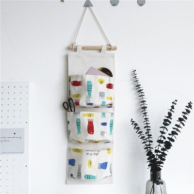 Huishoudelijke benodigdheden hangtas drie zakken ondergoedtas deur achter speelgoed boeken opbergtas: F