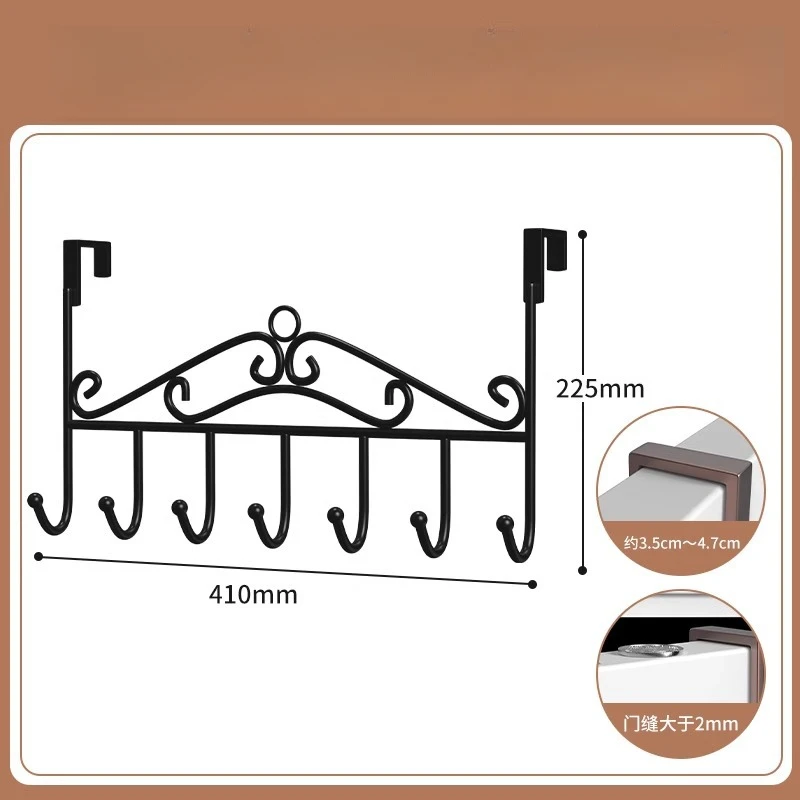 1 STÜCK Über Tür Metall Aufhänger Halterung 7 Haken Handtuch Hütte Mantel Haken Eisen Haken Hängende Lagerung Gestell Overdoor Organizer Zubehör: Licht Grau