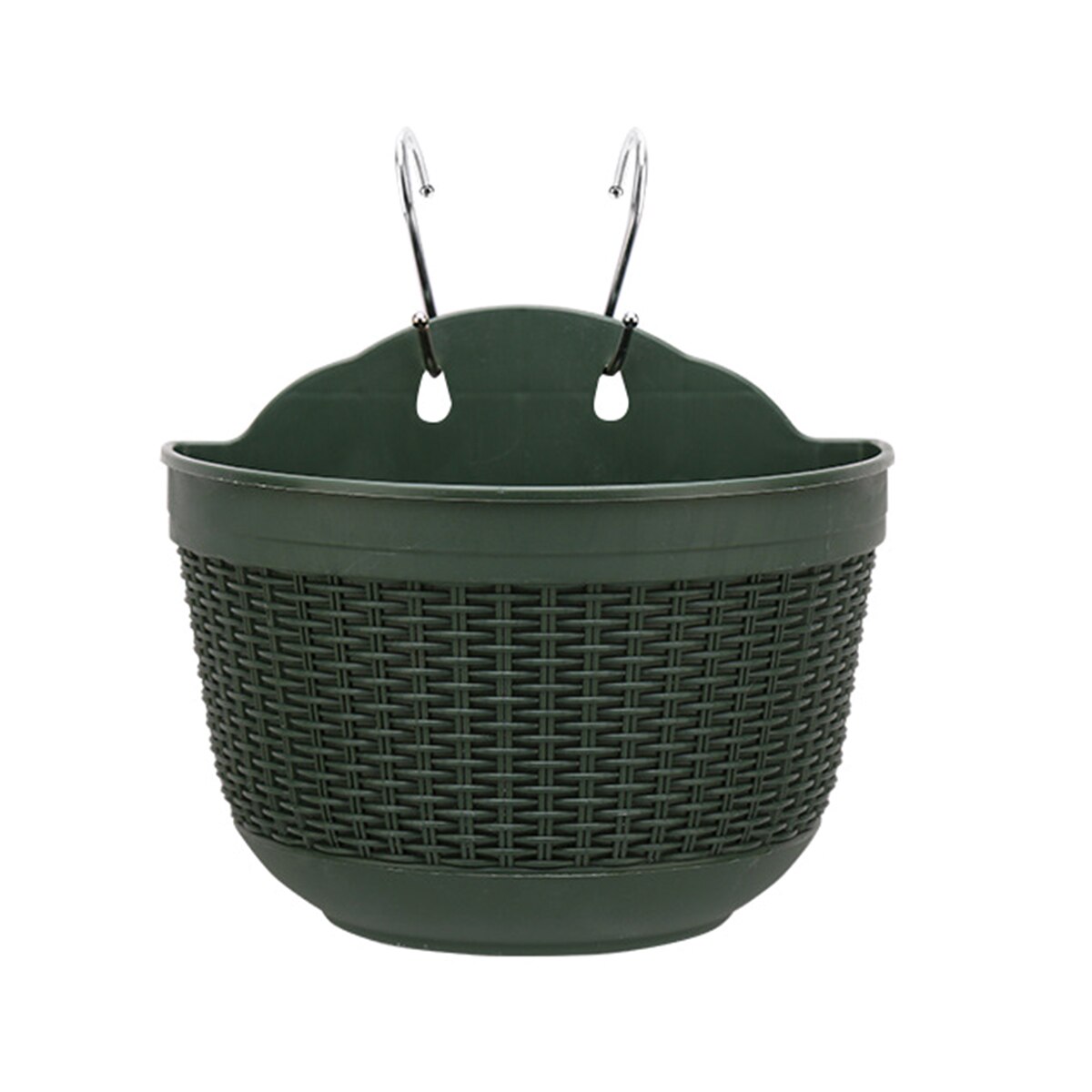 Environment-friendly Wall-mounted Flower Pot Imitation Rattan Weaving Semi Circular Flowerpot for Balcony and Garden: B / Medium