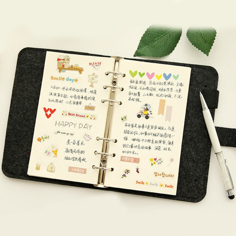 A5 A6 Felt Shell Fabric Notebook Paper Planner Inner Page Ring Binder Stationery Traveler Journal Loose Leaf Notebook