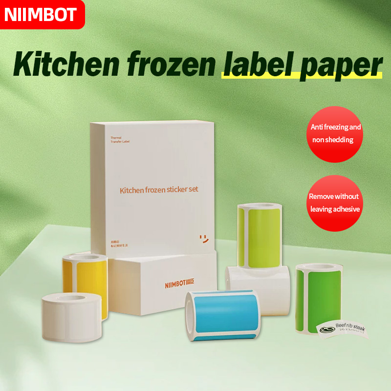 Niimbot B1 B21 Vriezer Label Papier Sticker Rollen Kleurrijk voor Keuken Koelkast Gebruik Bestand tegen lage temperaturen Waterdicht -18 °