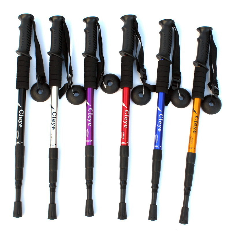 Camping hiking stick telescopic trekking poles Multi-functional straight folding walking sticks carbon sticks