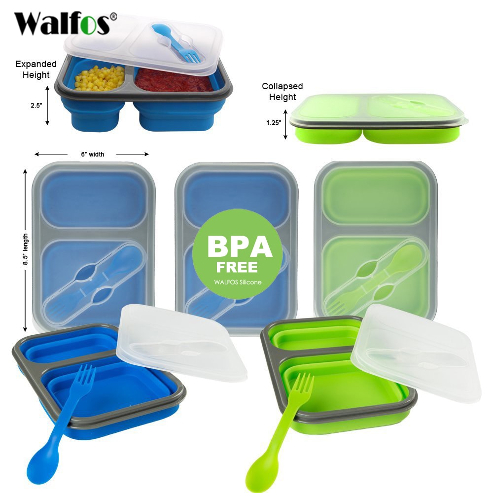 Walfos Silicone Inklapbare Draagbare Lunchbox Kom Bento Dozen Vouwen Voedsel Opslag Container Lunchbox Voor Outdoor Reizen