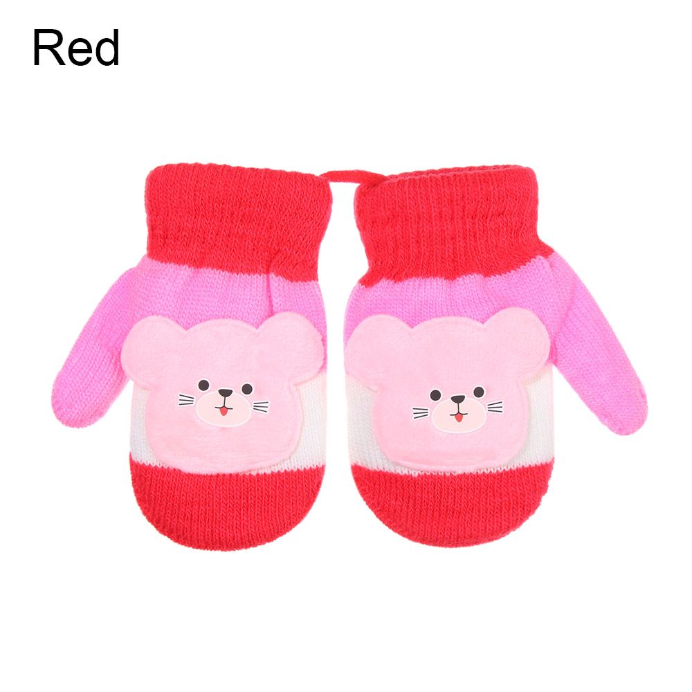 Guantes de lana con cuerda para niños y niñas de 0 a 3 años, manoplas de punto, guantes de invierno: red