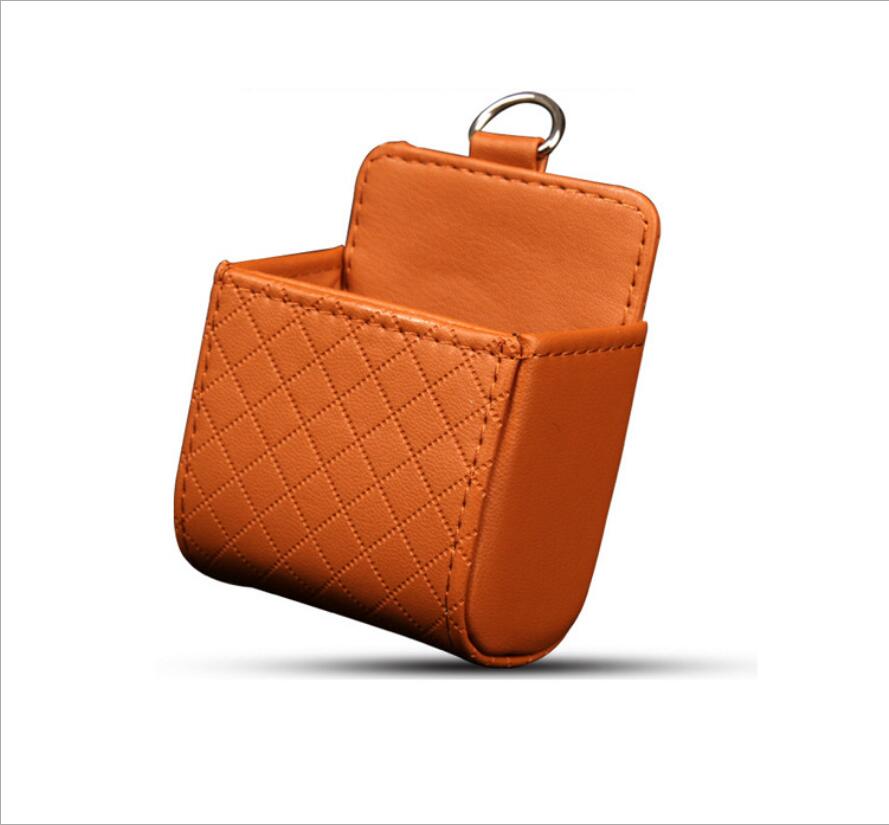 PU Leather Car Outlet Air Vent Trash Box Auto Mobile Phone Holder Bag Pouch Organizer Hanging Box for Car Supplies Car Styling
