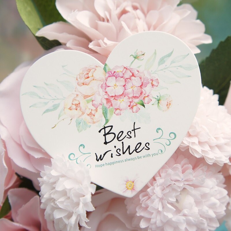 Multi-gebruik 50 stks hartvorm beste wens Kaart bloem stijl Scrapbooking party uitnodigingskaarten