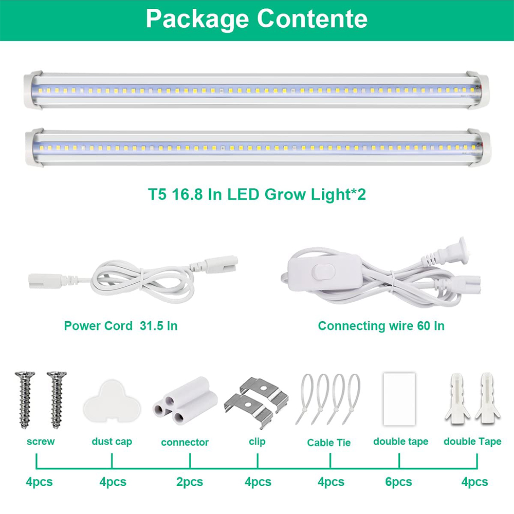 51LED T5 Grow Lights Red White Full Spectrum High PPFD Plants Light Strips Expandable Greenhouse Seedlings Phyto Lamp Plug Mains: Niebieski / EU
