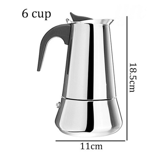 150/300ml aluminium perkolator kaffebryggare spis topp kök café verktyg espresso kaffebryggare gas spis elektrisk keramisk spis: Silver 6 koppar
