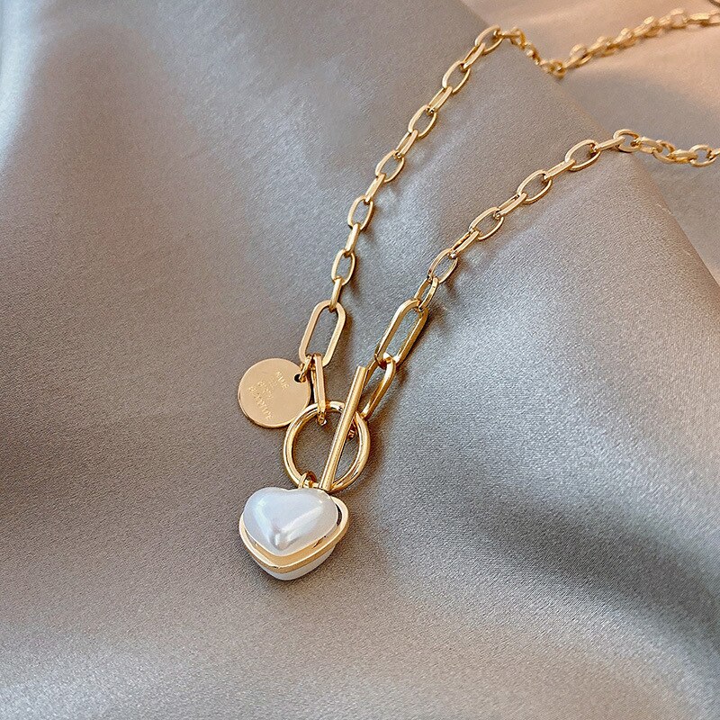 Meyrroyu Rvs Romantische Parel Hart Ketting Voor Vrouwen Ot Toggle Sluiting Ketting Trend Party Mode-sieraden