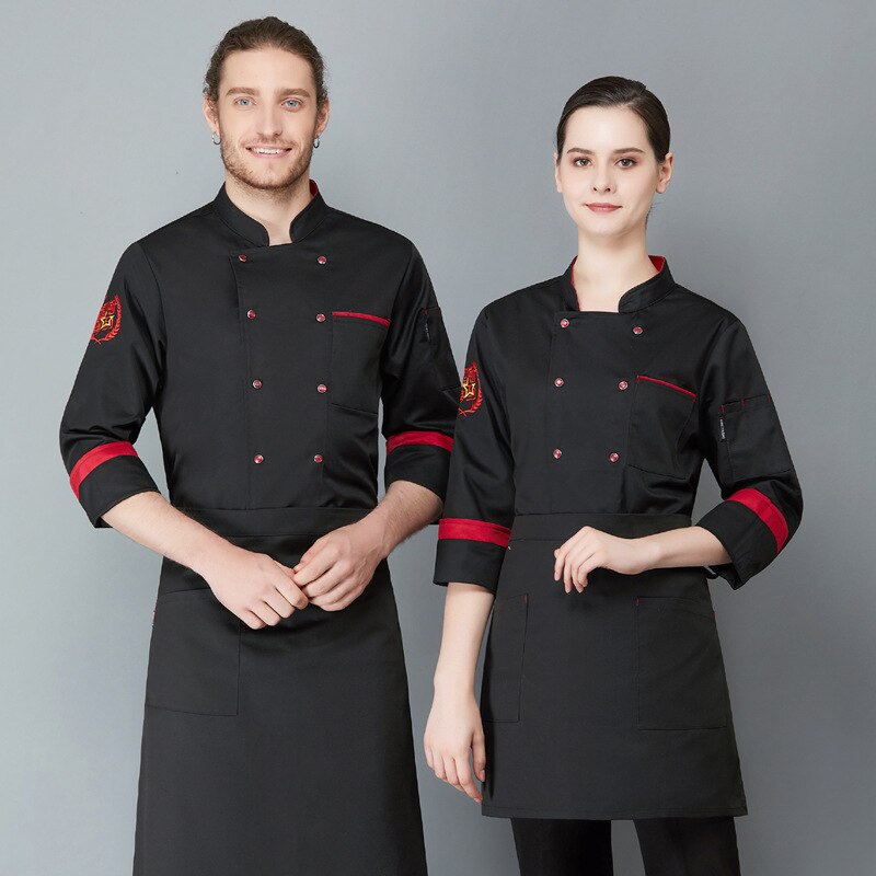 Kokin työvaatteet pitkähihaiset syys- ja talvivaatteet hotelli catering keittiö kokin vaatteet pitkähihainen valkoinen mies