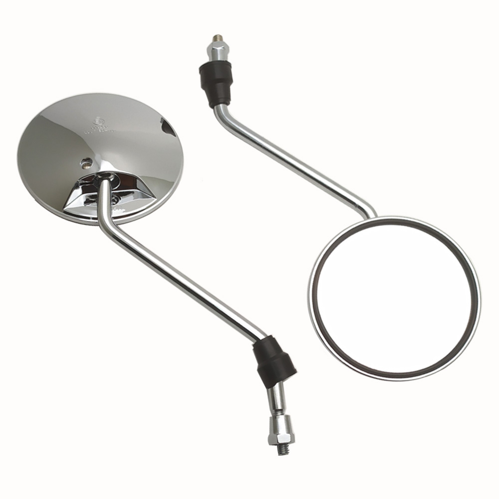 Een paar verchroomde motor- en scooterspiegels, universele achteruitkijkspiegels voor motorfietsen, 8mm stuks met  m10 adapters, ronde, ovale en bolle spiegels.