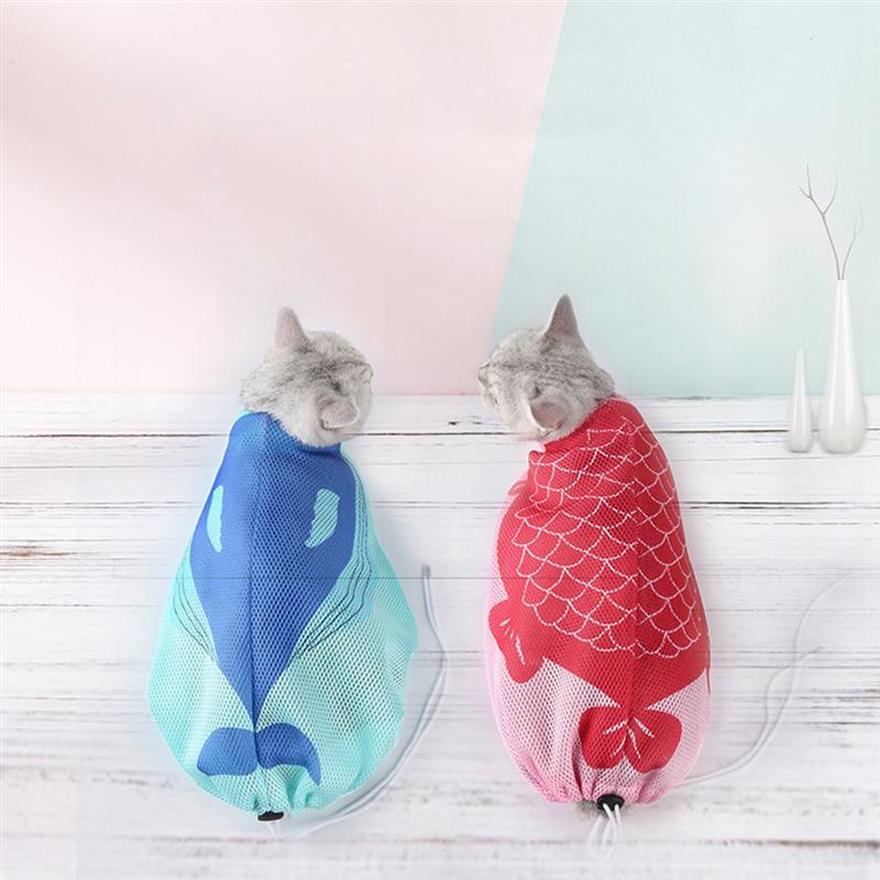 1pc Mesh Cat Bathing Bag Adjustable Breathable Cat Shower Bag Kitten Grooming Bag Pet Grooming Supplies For Cat Dog