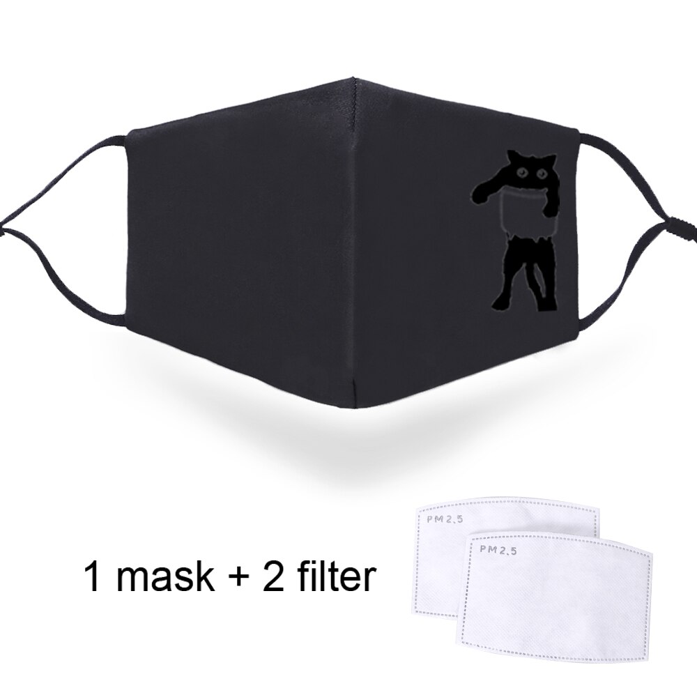 Máscaras de dibujos animados de con estampado Kawaii antipolvo para hombre y mujer, máscaras gruesas reutilizables y resistentes al viento de gran: C0103