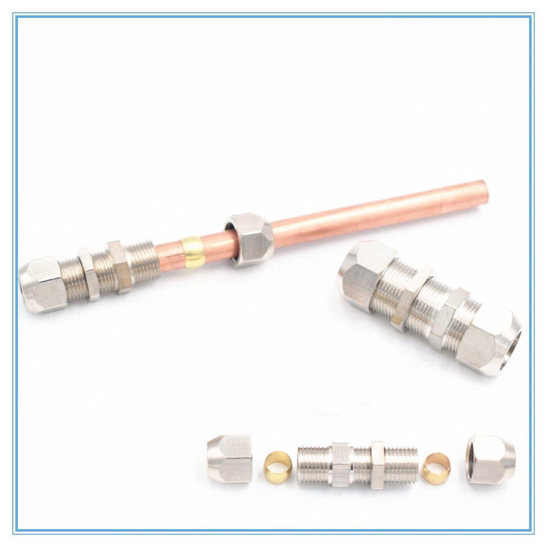 Copper plated nickel plated set plate/board/bulkhead straight through copper tube oil joint pm-6/8/10/12mm