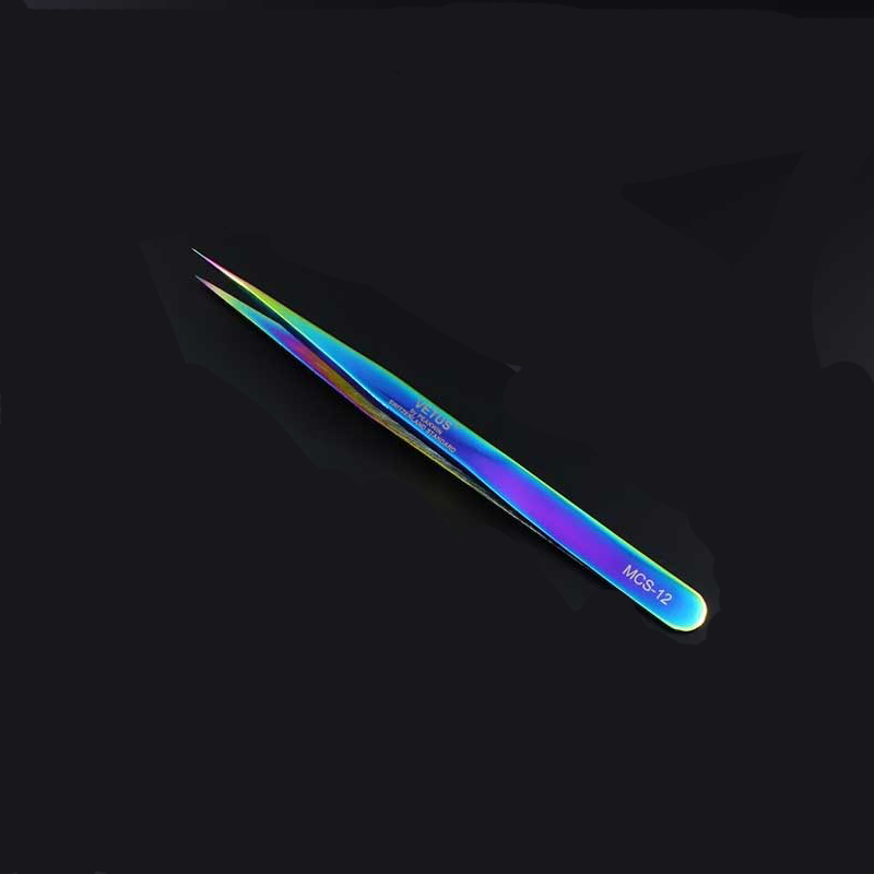 Vetus High Precision Eyelash Tweezers Excellent Closure 3D Volume Eyelash Tweezer Colorful Eye Makeup Tools: MCS12 multicolor