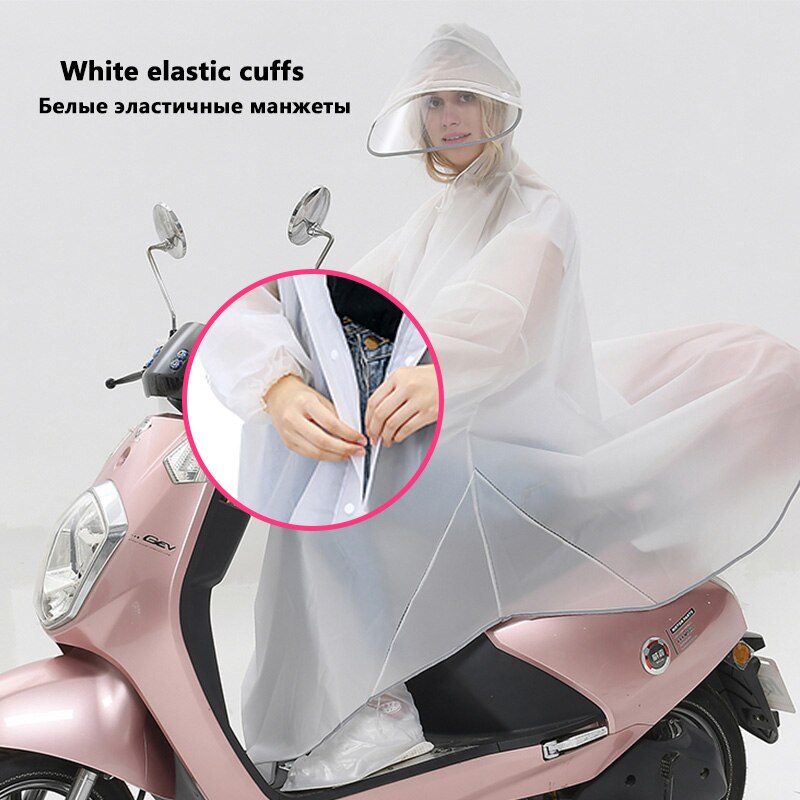 Kvinder mænd regnfrakke reflekterende kanthandsker uigennemtrængelige elektriske kapper cykling ridning nat reflekterende hætteklædt regnfrakke: Hvide elastiske manchetter