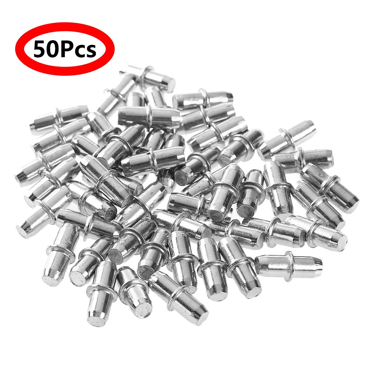 50Pcs Plank Pin/Mouw Metalen Plank Ondersteuning Studs Peg Planken Meubels Kast Kast Boekenkast Plank Ondersteuning Pins Nail: Silver