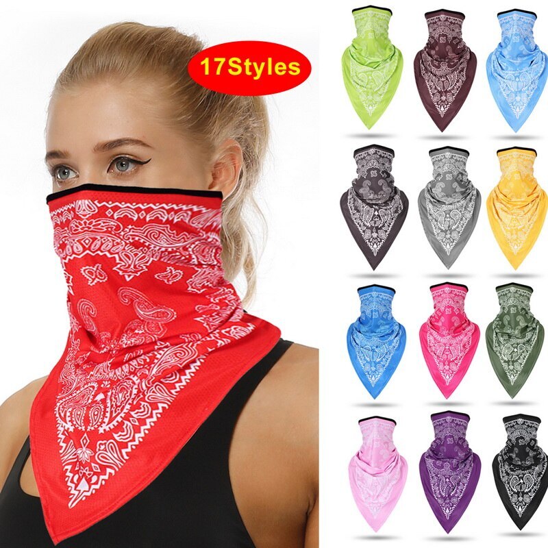Unisex Windproof Thin Wrap Scarf Men Women Face Scarf Bandana Ear Loops Face Balaclava Neck Gaiters Digital Printed
