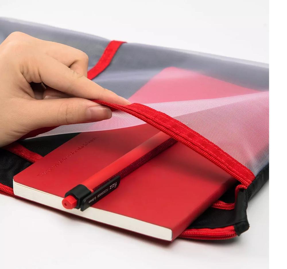 Fizz A4 File Bag Zipper Bag A4 Storage Large Capacity Mesh File Bag Zipper Test Meeting Notebook Pocket School Office