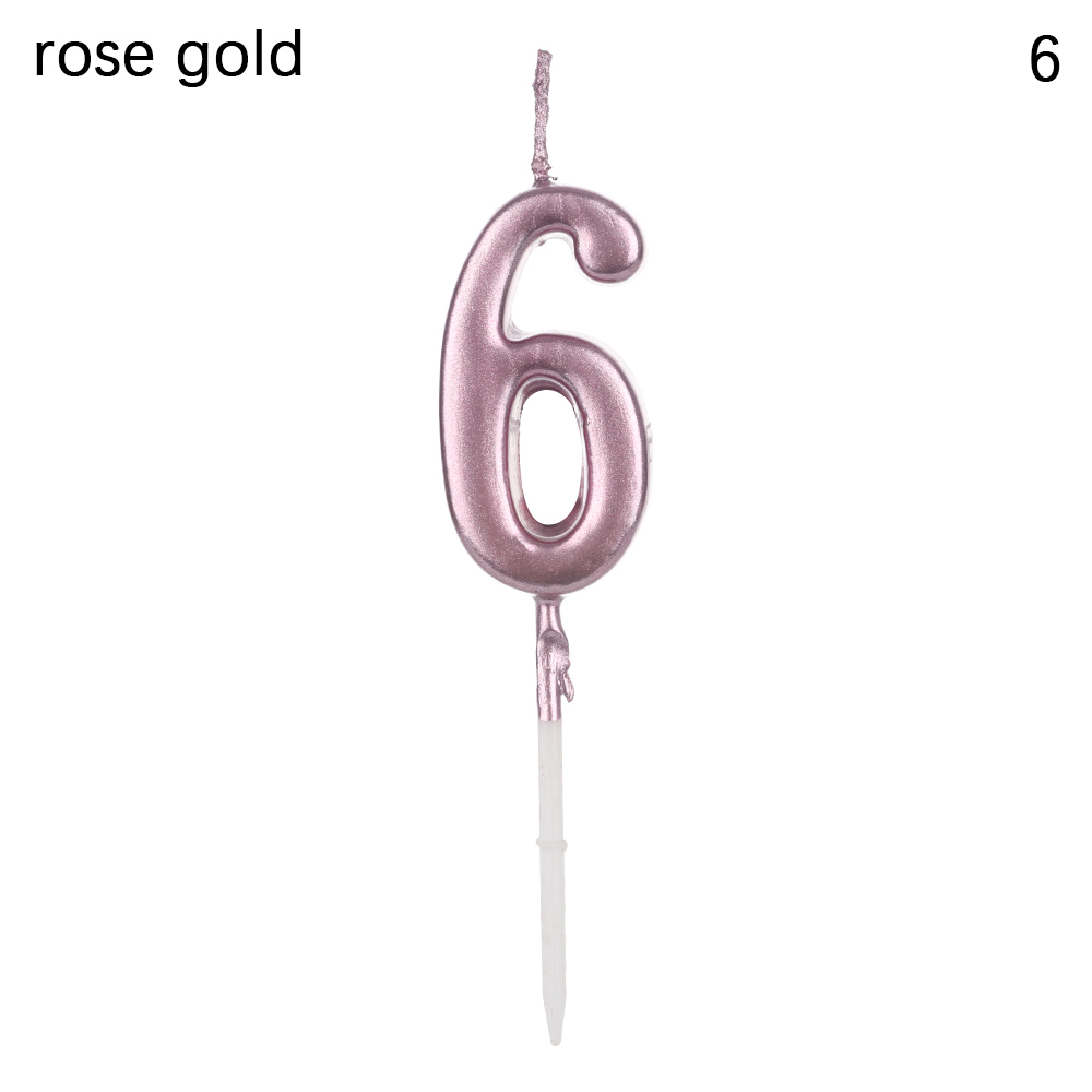 1PC 0-9 Number Candles Cake Topper Rose Gold Sliver Wax Cupcake Decor Cake Ornaments Party Supplies Accessory Crafts